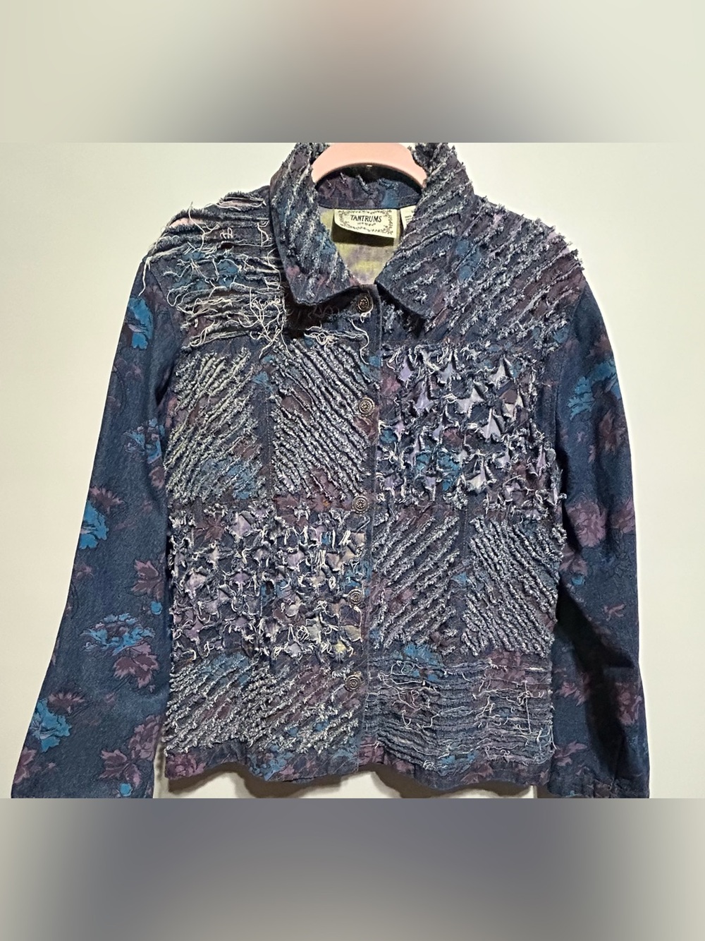 Vintage Tantrums Women's Patchwork Tattered & Distressed  Jean Jacket